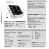 Monitor Veterinario de 6 parámetros de Signos Vitales, Ultra Delgado.